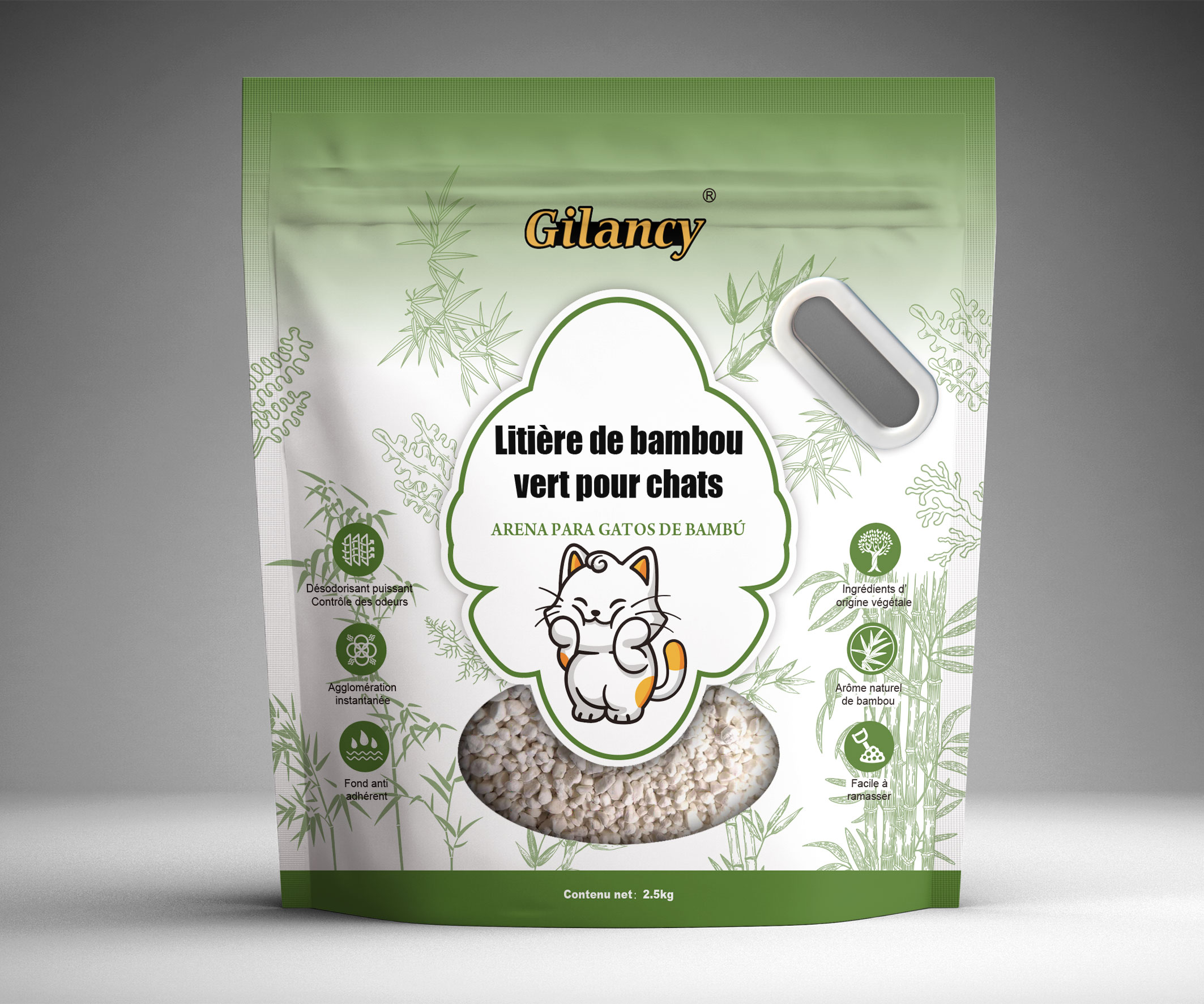 Litière de bambou vert pour chats