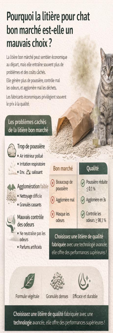 Pourquoi la litière pour chat bon marché est-elle un mauvais choix ?